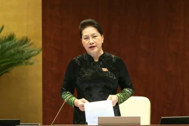 Chủ tịch Quốc hội Nguyễn Thị Kim Ngân điều hành phiên chất vấn và trả lời chất vấn. (Ảnh: Doãn Tấn/TTXVN)