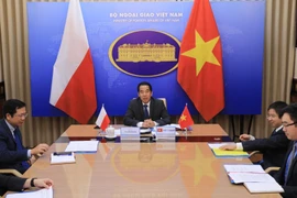 Thứ trưởng Bộ Ngoại giao Tô Anh Dũng đồng chủ trì Tham vấn chính trị cấp Thứ trưởng Ngoại giao giữa Việt Nam và Ba Lan. (Ảnh: Lâm Khánh/TTXVN)