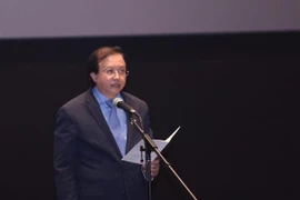 Thứ trưởng Bộ Văn hoá và Du lịch Tạ Quang Đông phát biểu tại lễ khai mạc Tuần phim Nga tại Hà Nội 2020. (Ảnh: Hoàng Hiếu/TTXVN)