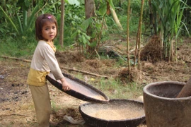 Vì hoàn cảnh gia đình nghèo khó, nhiều trẻ em đã không thể đến trường học chữ. (Ảnh: Hùng Võ/Vietnam+)