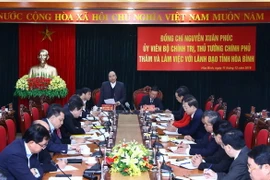 Thủ tướng Nguyễn Xuân Phúc phát biểu kết luận buổi làm việc. (Ảnh: Thống Nhất/TTXVN)