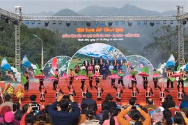 Chương trình nghệ thuật chào mừng Hội hoa Sở huyện Bình Liêu năm 2018. (Ảnh: Trung Nguyên/TTXVN)