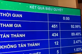 Quốc hội thông qua toàn văn Nghị quyết điều chỉnh kế hoạch đầu tư công trung hạn giai đoạn 2016-2020. (Ảnh: Phương Hoa/TTXVN)