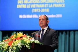 Ông Vincent Floreani, Tổng Lãnh sự Pháp tại Thành phố Hồ Chí Minh, phát biểu tại lễ kỷ niệm. (Ảnh: Thanh Vũ/TTXVN)