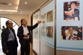 Đại biểu dự hội thảo xem trưng bày tư liệu về Đại tướng Võ Nguyên Giáp. (Ảnh: Thanh Tùng/TTXVN)