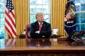 Tổng thống Mỹ Donald Trump trong một cuộc họp tại Nhà Trắng ở Washington DC. (Nguồn: AFP/TTXVN)