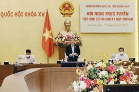 Phó Chủ tịch Quốc hội Nguyễn Đức Hải phát biểu tại Hội nghị tiếp xúc cử tri sau Kỳ họp thứ 2, Quốc hội khóa XV của Đoàn đại biểu Quốc hội tỉnh Quảng Nam. (Ảnh: Việt Đức/TTXVN)