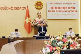 Phó Chủ tịch Quốc hội Nguyễn Đức Hải phát biểu tại Hội nghị tiếp xúc cử tri sau Kỳ họp thứ 2, Quốc hội khóa XV của Đoàn đại biểu Quốc hội tỉnh Quảng Nam. (Ảnh: Việt Đức/TTXVN)