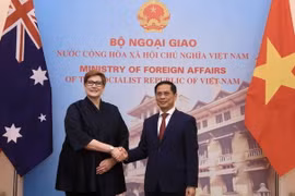 Bộ trưởng Ngoại giao Bùi Thanh Sơn với Bộ trưởng Ngoại giao Australia Marise Payne. (Ảnh: Lâm Khánh/TTXVN)
