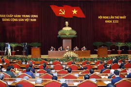 Quang cảnh Hội nghị lần thứ nhất Ban Chấp hành Trung ương Đảng khóa XIII. (Ảnh: TTXVN)