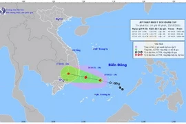 Vị trí và đường đi của áp thấp nhiệt đới. (Nguồn: nchmf.gov.vn)