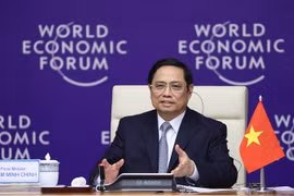 Thủ tướng Phạm Minh Chính chủ trì Đối thoại chiến lược quốc gia giữa Việt Nam và WEF. (Ảnh: Dương Giang/TTXVN)