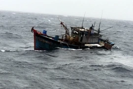 Một tàu cá gặp nạn trên biển. (Ảnh: TTXVN phát)