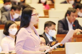 Đại biểu Quốc hội tỉnh Bắc Ninh Nguyễn Thị Hà phát biểu. (Ảnh: Trọng Đức/TTXVN)