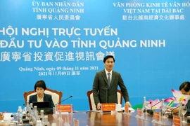 Chủ tịch UBND tỉnh Quảng Ninh Nguyễn Tường Văn phát biểu tại Hội nghị. (Ảnh: Văn Đức/TTXVN)