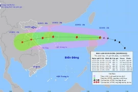 Bản đồ đường đi của bão Kompasu. (Ảnh: TTXVN phát)