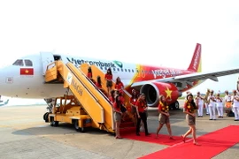 Một chiếc tàu bay của hãng hàng không Vietjet Air. (Nguồn: TTXVN)