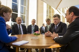 Các nhà lãnh đạo Nhóm Bộ Tứ Normandy nhóm họp về tình hình Ukraine. (Nguồn: Reuters/TTXVN)