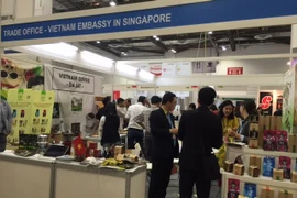 Gian hàng giới thiệu các sản phẩm càphê của Việt Nam tại Hội chợ ICT 2016. (Ảnh: Mỹ Bình/Vietnam+)