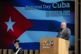 Chủ tịch Phòng Thương mại Cuba Orlando Hernandez Guillen phát biểu tại triển lãm Milano 2015. (Nguồn: expo2015.org)