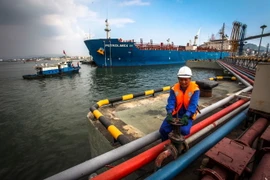 Kiểm tra hệ thống đường ống dẫn xăng dầu thuộc Tập đoàn Petrolimex. (Ảnh: TTXVN)