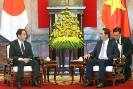 Chủ tịch nước Trần Đại Quang tiếp Bộ trưởng Ngoại giao Nhật Bản Fumio Kishida. (Ảnh: Nhan Sáng/TTXVN)