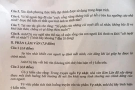 Đề thi chính thức môn Ngữ văn kỳ thi THPT quốc gia 2016 