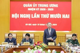 Tổng Bí thư Tô Lâm, Bí thư Quân ủy Trung ương phát biểu. (Ảnh: Thống Nhất/TTXVN)