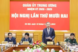Tổng Bí thư Tô Lâm, Bí thư Quân ủy Trung ương phát biểu. (Ảnh: Thống Nhất/TTXVN)