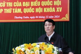 Chủ tịch nước Lương Cường tiếp xúc cử tri huyện Thường Xuân, Thanh Hóa. (Ảnh: Lâm Khánh/TTXVN)