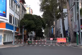 Chốt kiểm soát tại Thành phố Hồ Chí Minh. (Ảnh: Thanh Vũ/TTXVN)