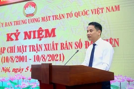 Phó Tổng Biên tập phụ trách Tạp chí Mặt trận Trương Thành Trung phát biểu tại buổi lễ. (Ảnh: tapchimattran.vn)