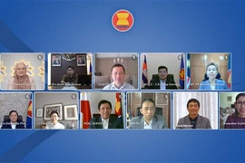 Các đại biểu dự Cuộc họp lần thứ 3/2021 của Ủy ban Điều phối Kết nối ASEAN (ACCC) theo hình thức trực tuyến ngày 25/8. (Ảnh: TTXVN phát)