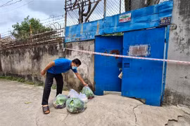 Liên đoàn lao động tỉnh Bình Dương hỗ trợ nhu yếu phẩm cho công nhân, người lao động bị ảnh hưởng, liên quan đến COVID-19. (Ảnh: Huyền Trang/TTXVN)