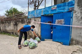Liên đoàn lao động tỉnh Bình Dương hỗ trợ nhu yếu phẩm cho công nhân, người lao động bị ảnh hưởng, liên quan đến COVID-19. (Ảnh: Huyền Trang/TTXVN)