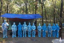 11 đối tượng nhập cảnh trái phép bị bắt giữ sáng 21/8. (Ảnh: Hồng Ánh/TTXVN phát)