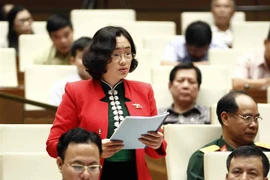 Đại biểu Quốc hội tỉnh Điện Biên Lò Thị Luyến phát biểu. (Ảnh: Văn Điệp/TTXVN)