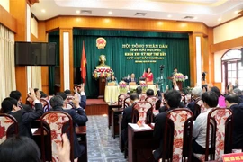 Các đại biểu HĐND tỉnh Hải Dương biểu quyết thông qua các Nghị quyết. (Ảnh: Mạnh Tú/TTXVN)