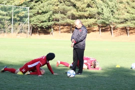 Các cầu thủ Việt Nam luyện tập. (Ảnh: Mạnh Hùng/Vietnam+)