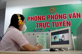 Người lao động tham gia phỏng vấn tuyển dụng trực tuyến. (Ảnh minh họa: Thu Hiền/TTXVN)