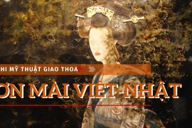 'Câu chuyện phương Đông': Khi sơn mài Việt Nam-Nhật Bản giao thoa. (Ảnh: Minh Anh/Vietnam+)