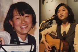 Giáo sư Yoshii Michiko hồi trẻ (trái) và tạo hình của Akari trên phim. (Ảnh tư liệu)