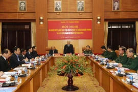 Tổng Bí thư, Chủ tịch nước Nguyễn Phú Trọng, Bí thư Quân ủy Trung ương phát biểu khai mạc Hội nghị. (Ảnh: Trí Dũng/TTXVN)