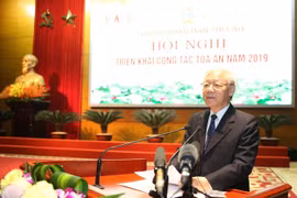 Tổng Bí thư, Chủ tịch nước Nguyễn Phú Trọng phát biểu chỉ đạo hội nghị. (Ảnh: Trí Dũng/TTXVN)