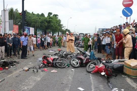 Hiện trường vụ tai nạn. (Ảnh: Bùi Giang/TTXVN)