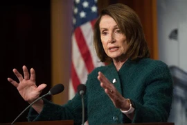 Chủ tịch Hạ viện Mỹ Nancy Pelosi trong cuộc họp báo tại Washington DC., ngày 22/3/2018. (Ảnh: AFP/TTXVN)