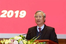 Đồng chí Trần Quốc Vượng, Ủy viên Bộ Chính trị, Thường trực Ban Bí thư phát biểu chỉ đạo hội nghị. (Ảnh: Phương Hoa/TTXVN)