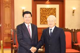 Tổng Bí thư, Chủ tịch nước Nguyễn Phú Trọng tiếp Thủ tướng Lào Thongloun Sisoulith. (Ảnh: Trí Dũng/TTXVN)