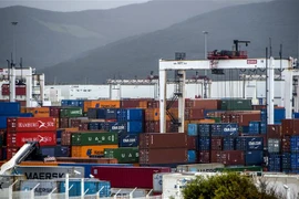 Hoạt động tại cảng container Tanger-Med ở Ksar Sghir, thành phố Tangiers của Maroc. (Nguồn: AFP/ TTXVN)