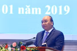 Thủ tướng Nguyễn Xuân Phúc đọc diễn văn tại Lễ kỷ niệm. (Ảnh: Thống Nhất/TTXVN)